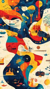 城市奇幻插画风景