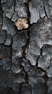 烧焦树皮纹理特写