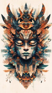 神秘图腾风格的奇幻面具