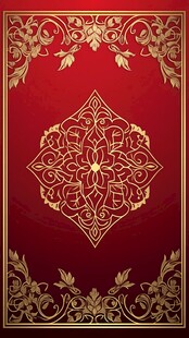 红色背景金色花纹装饰图案