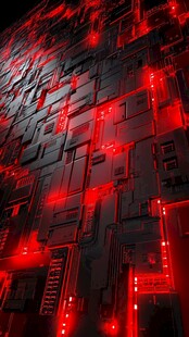 未来科技感红色发光机械墙