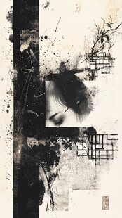 水墨风格抽象人像艺术画