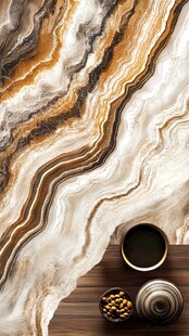 奢华大理石纹理与茶具摆件