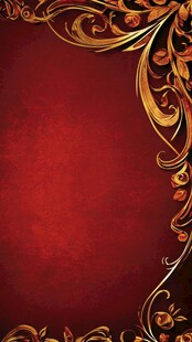 红色背景金色花纹装饰图
