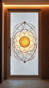 复古花纹艺术玻璃门