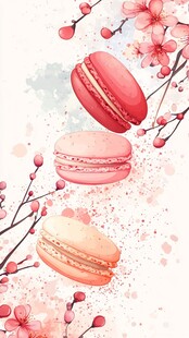 马卡龙与樱花的甜蜜邂逅