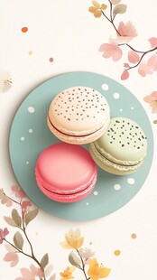 精致马卡龙搭配春日花卉