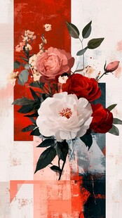 花卉艺术插画 多彩浪漫花卉