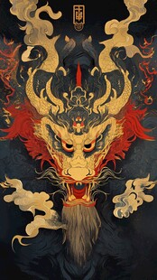 中式威严龙图腾插画