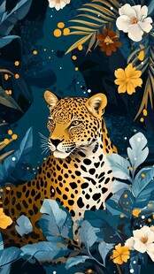 丛林猎豹 繁花绿叶间的王者