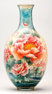 彩绘牡丹花瓶