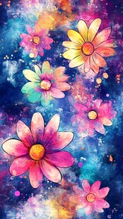 梦幻水彩花卉艺术插画