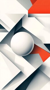 几何抽象图案中的白色球体