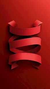 红色立体卷曲丝带装饰图