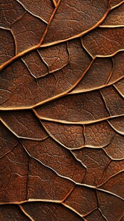 棕褐色叶脉纹理特写