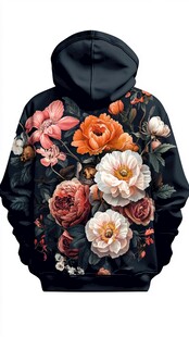 花卉印花连帽卫衣