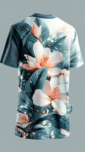 花卉图案短袖T恤