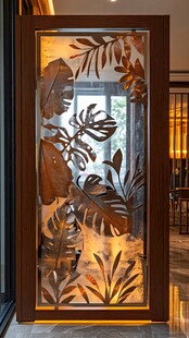 金属叶纹屏风装饰门