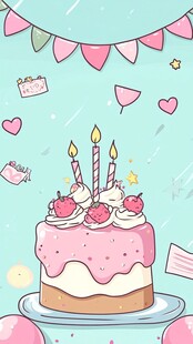 生日蛋糕插画 甜蜜氛围感
