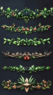 复古植物装饰花边图案