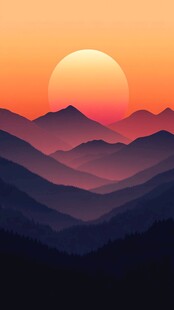 夕阳下的层峦叠嶂