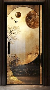 中式古风意境入户门画面