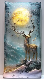 月夜金鹿艺术装饰画
