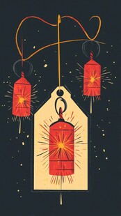 复古风中式红灯笼装饰图