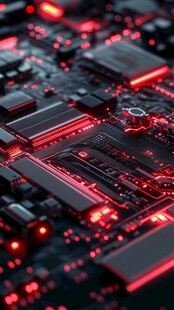 炫酷红色调电子电路板