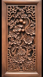 中式木雕花卉精美装饰板