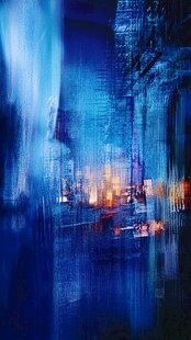 梦幻蓝色城市抽象画