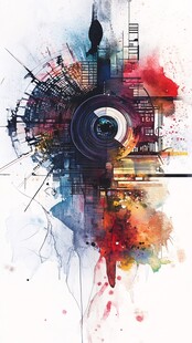 抽象城市艺术水彩视觉图像
