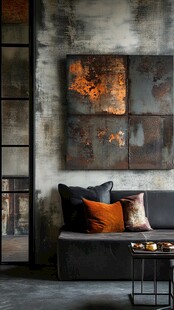 工业风客厅的艺术角落