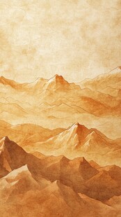 金色山峦水彩画