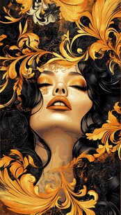 梦幻金饰环绕的神秘女子