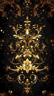 黑金奢华花卉复古装饰图案