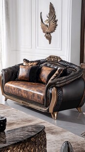 奢华复古真皮双人沙发