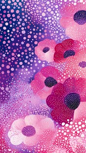 梦幻波点花卉抽象图案
