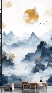 中式山水意境墙饰背景