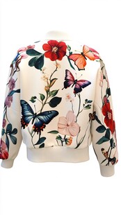 花卉蝴蝶印花时尚短外套