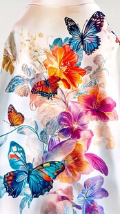 花卉蝴蝶印花的时尚服饰