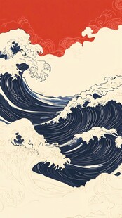 神奈川冲浪里风格海浪图案