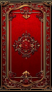 华丽红底金色花纹装饰图案