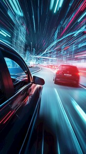 夜间疾驰的动感车流画面