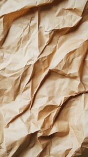 皱巴巴的牛皮纸纹理特写