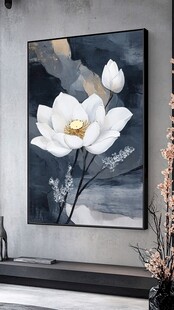 现代简约风白莲花装饰画