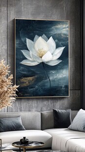 中式荷花装饰画 优雅客厅风