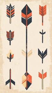 复古风几何图案箭头集合