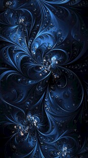 深邃蓝调梦幻分形花纹图案