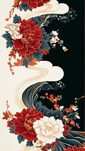 中式牡丹云纹国风装饰画